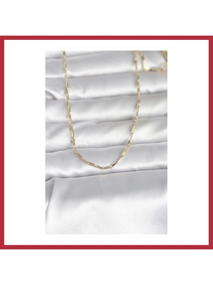 Bezos cm 14K Gold Renk Ince Ataç Zincir Model 60 cm Kadın Kolye Strsnl
