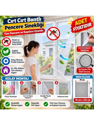 Gees Global Tüm Cam Pencere Kapılara Uyumlu Tek Kanat Pencere Sinekliği (Adet Fiyatıdır)