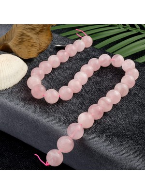Moony Stone Madagaskar Pembe Kuvars Doğal Taş Dizi (14MM)