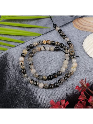Moony Stone Siyah Rutilli Kuvars Doğal Taş Dizi (6 Mm)
