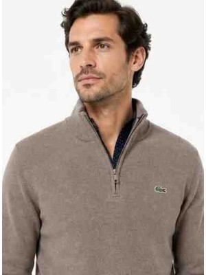 Lacoste Fermuar Yaka Slim Fit Kahverengi  Uzun Kol