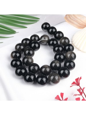 Moony Stone Silver Obsidyen Doğal Taş Dizi (14 Mm)