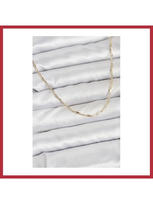 Bezos cm 14K Gold Renk Pirinç Ataç Zincir 60 cm Kadın Kolye Strsnl