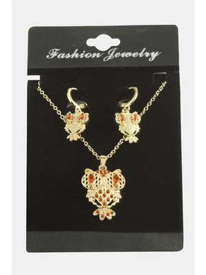 Hace Bazaar Baykuş Zirkon Taşlı Set Kolye -Hcb