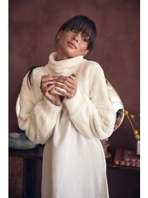 İkikız Krem Peluş Bolero