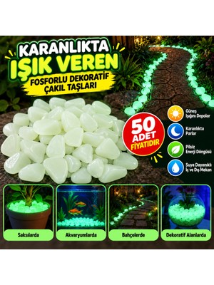 ENCO Gece Karanlıkta Işık Vererek Parlayan Dekoratif Çakıl Taşları