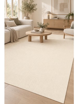 Ela Home Funda Krem Rengi Ultra Yumuşak Kaymaz Tabanlı Yıkanabilir Salon Mutfak Oturma Odası Halısı