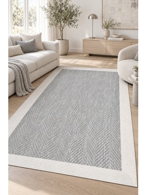 Ela Home Soho Gri Ekru Modern Sisal Görünümlü Robot Süpürge Uyumlu Mutfak Oturma Odası Koridor Halısı