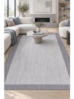 Ela Home Soho Modern Sisal Görünümlü Gri Polyester Halı Robot Süpürge Uyumlu Kolay Temizlenebilir Mutfak Otur