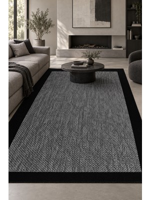 Ela Home Soho Antrasit Siyah Modern Sisal Görünümlü Halı Robot Süpürgeye Uyumlu Kolay Temizlenebilir Mutfak K