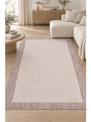 Ela Home Soho Modern Sisal Görünümlü Polyester Halı Krem Vizon Robot Süpürge Uyumlu Mutfak Oturma Koridor Kol