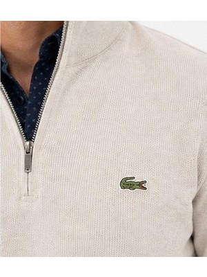 Lacoste  Fermuar Yaka Slim Fit  Bej Uzun Kol