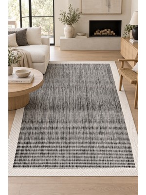 Ela Home Ahenk Gri Ekru Sisal Görünümlü Leke Tutmaz Silinebilir Robot Süpürgeye Uyumlu Salon Mutfak Halısı