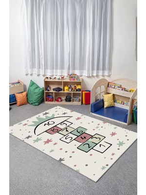 BigArts Home Çocuk Odası Halısı Kaymaz Taban Leke Tutmaz Yıkanabilir Oyun ve Bebek Odası Halısı