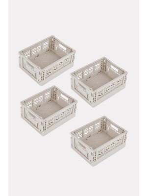 Aykasa 4 Adet -  Micro Box Light Gray Katlanabilir Kasa 111506