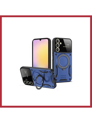 Bezos Samsung Galaxy A14 4g Uyumlu Kılıf Joy Lens Standlı Kapak - Lacivert Strsnl