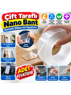 ENCO Çift Taraflı Nano Bant Kuvvetli Silikon Jel Yapıştırıcı (Adet Fiyatıdır)