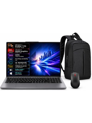Lenovo Ideapad Slim 3 16ARP10 83K800DKTR Amd Ryzen 7-170 16GB 512GB SSD WIN11 16" IPS - Lenovo Mouse - Emt Çanta
