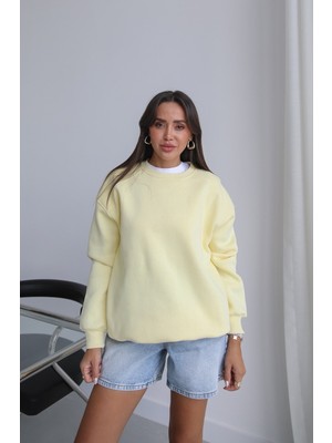 Havoş Sarı Orin Bisiklet Yaka Sweatshirt