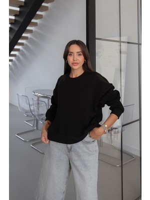 Havoş Siyah Lana Basic Sweatshirt