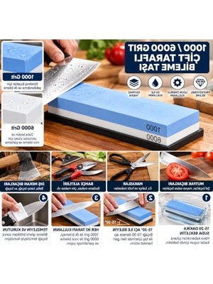 Myg Plus Çift Taraflı Bileme Taşı, 1000/6000 Grit, Kaymaz Taban