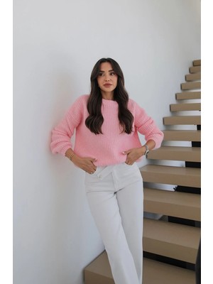 Havoş Pembe Tisya Fitilli Yumoş Kazak
