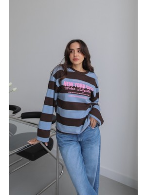 Havoş Mavi New York City Baskılı Sweatshirt