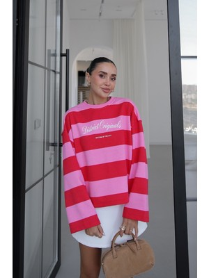 Havoş Pembe District Originals Baskılı Sweatshirt