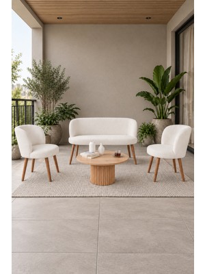 Edsy Home Alvia 2+1+1 Balkon,bahçe,çay Seti Koltuk Takımı Krem