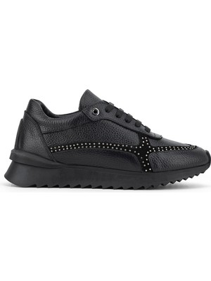 Tamer Tanca Kadın Hakiki Deri Siyah Floter Sneakers & Spor Ayakkabı 1201 4031 Bn Ayk SK26-27 Syh Fltr/suet