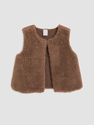 LC Waikiki Lcw Baby Kahverengi Bisiklet Yaka Kız Bebek Yelek