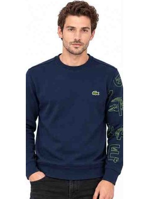 Lacoste  Bisiklet Yaka Grafik Desen  Regular Fit  Lacivert