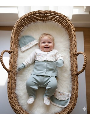Masal Bebe Gaye Bebe Kız 0-3 Ay Çiçek Nakışlı 5li Hastane Çıkış Seti