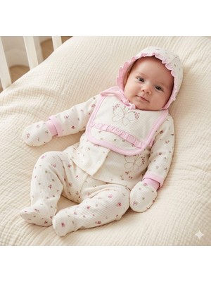 Masal Bebe Gaye Bebe Kız 0-3 Ay Kelebek Nakış 5li Hastane Çıkış Seti