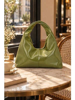 SHAKA Yağ Yeşili SHK356 Vintage,yumuşak Form,geniş Shopper,kadın Kol ve Omuz Çantası