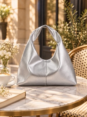 SHAKA Gümüş SHK356 Vintage,yumuşak Form,geniş Shopper,kadın Kol ve Omuz Çantası