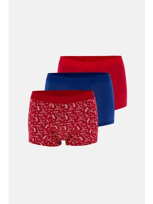 Dagi Kırmızı-Mavi 4210 3'lü Desenli Micro Modal Boxer