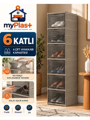 Myplas Çok Amaçlı 6 Katlı Katlanabilir Taşınabilir Premium Portatif Organizer Ayakkabılık