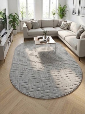 Merinos Elagans Joy Rölyef Bohem Oval Halı Yolluk | Kaymaz Taban | Robot Süpürge Uyumlu | Kolay Temizlenebilir | Modern Salon, Mutfak, Oda ve Koridor Halısı