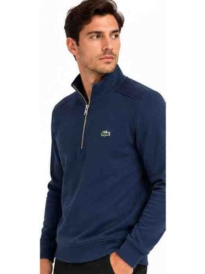 Lacoste  Fermuar Yaka Lacivert  Dar-Slim Uzun Kol