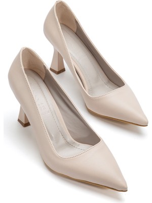 Kadın Bej Cilt Sivri Burun Ince Topuklu Stiletto