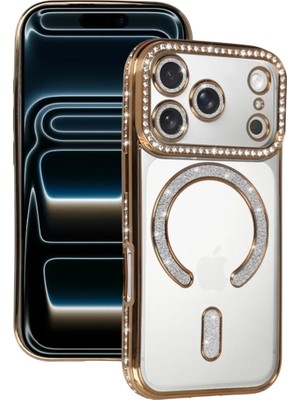 İlkyaz Fashion If Iphone 18 Pro/17 Pro Simli Magneticsafe Kılıf - Gold