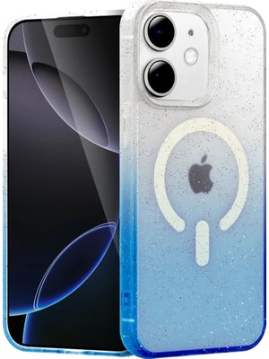 İlkyaz Fashion If Iphone 12 Pummel Shiny Magsafe Kapak - Mavi