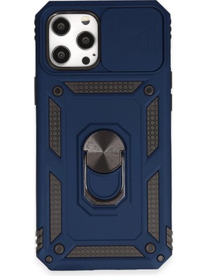 sbodurhome Apple Iphone 12 Pro Max Kılıf Pars Lens Yüzüklü Silikon - Lacivert