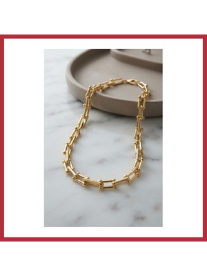 Bezos Gold Renk Pirinç Tifani Model Kadın Kolye Strsnl
