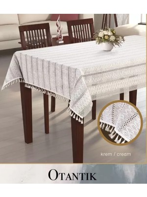 Aydogan's Otantik Model Krem 150X220 cm Pamuklu Masa Örtüsü Tablecloth Zarif Yemek Masası