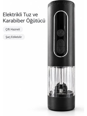 Aydogan's Çift Hazneli Şarj Edilebilir Elektrikli Tuz ve Karabiber Öğütücü - Bayi Depom