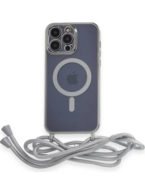 İlkyaz Fashion Ifk Apple Iphone 12 Pro Max Kılıf Divo Lazer Askılı Magsafe Kapak - Gümüş
