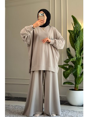 Suede Style 6578 - Oversize Rahat-Şık Vanizeli Modal Süprem Örgü Kumaş - Salaş Kadın Alt Üst Takımı