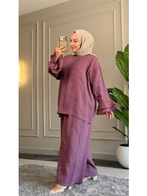 Suede Style 6579 - Şık Rahat Olivia Jakar Yumuşak Viskonlu Kumaş Salaş Kadın Takımı